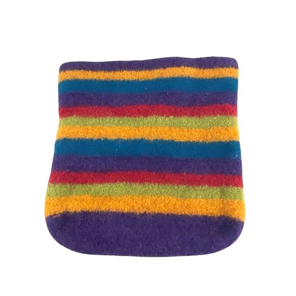 Handcrafted Multicolor Striped Wool Felt Basket Bag Colorful Felted - Picture 3 of 8